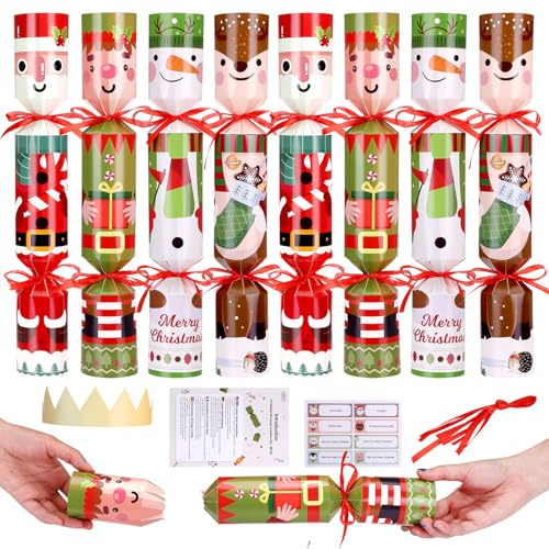 Naler Knallbonbons für Partytische, zum Selbermachen von Partygeschenken mit Weihnachtsfiguren, 8 Stück