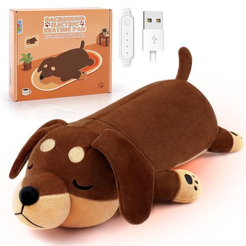 Electric Heating Pad for Period Pain Relief Heating Pad Cramps USB Powered Cuddly Soft 14 Animal Plush Heat Pad Electric Heat Pad for Neck Shoulder Back Animal Shaped Heated Pad (Dark Brown)