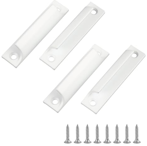 Jecdfs fliegengitter griffe, 4 Stück Balkon Tür Ziehgriff in Weiß – Elegante Terrassentürgriffe mit Schrauben für Fenster, Schubladen und Schranktüren – Hochwertige Aluminiumlegierung