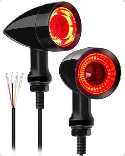 Motorcycle Bullet 48 LEDs Rear Turn Signal Light SMD Blinker Indicator Fit for Honda Yamaha Suzuki Kawasaki Harley (Black, Rear Turn Light)