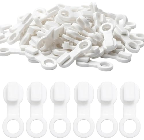 Curtain Track Gliders, 150 Pieces White Plastic Curtains Rail Hooks, Smooth Sliding Curtain Track Spares for Swish Curtains Tracks, 2.7 * 0.9cm, Ideal for Home and Event Decorations