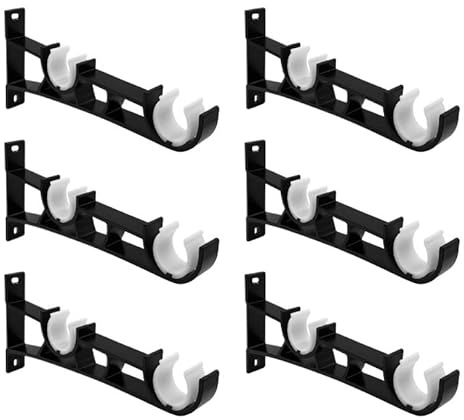 Lasitech 6 Soportes de Pared metálicos for Barras Cortina Dobles, rieles y for Cortinas
