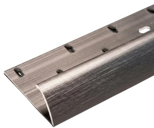 FloorPro Carpet to Vinyl Flooring Doorbar - 0.9m - Single Edge - Aluminum Threshold Transition Door Trim Strip - Brushed Pewter