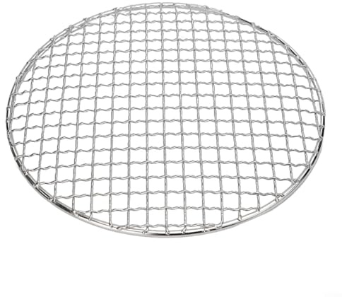 Jotekonoby Edelstahl-Grillrost für Camping und Außenbereich, runde Drahtgitter-Grillschale mit Griff, kompatibel mit Holzkohle- und Gasgrills (25 cm)
