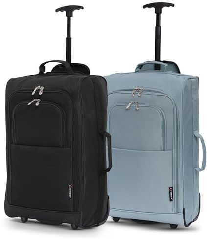 5 Cities Ryanair Cabin Bags 55 x 40 x 20 Approved Suitcase Trolley Bag | Lightweight 1.45KG Carry On Travel Bag with Wheels | 42L Hand Luggage Case for Easyjet Plus, BA, WizzPriority