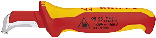 KNIPEX Abmantelungsmesser mit Gleitschuh isoliert mit Mehrkomponenten-Hüllen, VDE-geprüft 180 mm, 98 55
