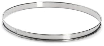 De Buyer - Cercle à tarte rond en inox à bord roulé - 28 x 2 cm - Surface Lisse, Démoulage Facile, Pour des Résultats Sans Défaut et Délicieux, Argent