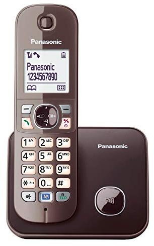 Panasonic KX-TG6811GA DECT trådlös telefon (låg strålning, eko-läge GAP-telefon, utan telefonsvarare, fast telefon, samtalsspärr), mocka-brun
