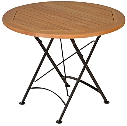 Teak Klapptisch rund 100 cm wetterfest Premium für Balkon Terrasse Garten