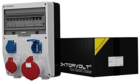 Doktorvolt Stromverteiler Baustromverteiler Wandverteiler Steckdosenverteiler 63A 16A 2x230V TD‑S/FI 2268