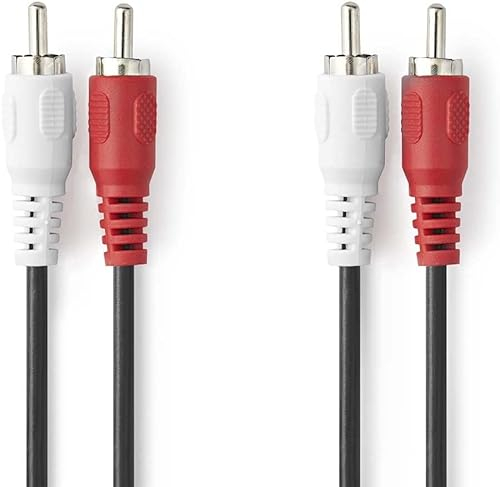 CABLEPELADO Câble audio 2 x mâle - 2 x mâle | Câble audio double | Convient pour BLU-Ray, Home Cinema, Subwoofer, HiFi, HDTV | Stéréo | 15 mètres