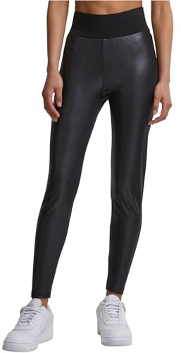 Urban Classics Damen Ladies Faux Leather High Waist Leggings Black, XL