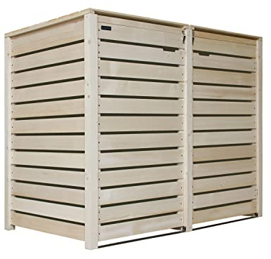 Lukadria Mülltonnenbox Mülltonnenverkleidung Mülltonnecontainer Holz 240L Natur mit Rückwand Modell HH (2 Tonnen)