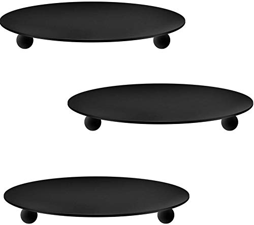 Shiwaki 3pcs Portacandele in Ferro battuto Nero, Tazza di Candela Romantica Europea Geometrica Semplice Creativa, Decorazione da tavola