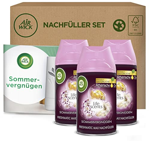 Air Wick Freshmatic Max – Vorteilspack mit 3 Nachfüllern für das automatische Duftspray – Duft: Sommervergnügen – 3 x 250 ml Nachfüller