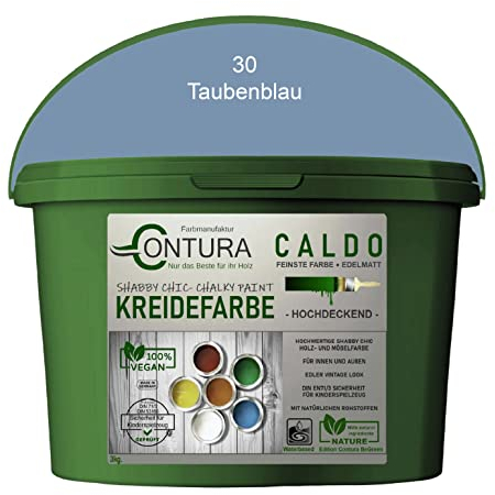 Contura BeGreen 3Kg. Kreidefarbe Shabby XL-Paintbox Chic Möbellack Lack Möbel Farbe Holzlack Natur (30 Taubenblau)