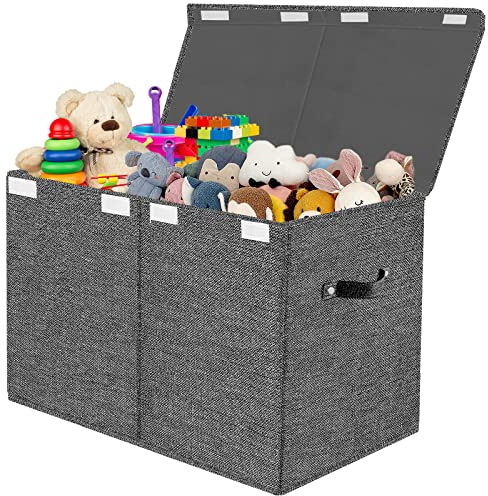 VERONLY Scatola Porta Giochi Bambini, Contenitore Giochi Bambini con Coperchio, 83L Grande Baule Portagiochi Bambini Per Giocattoli, Libri, Vestiti, Camere Da Letto (Grigio scuro)
