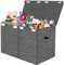 VERONLY Coffre a Jouet Pliable avec Couvercle, 83L Rangement Jouet Enfant avec Poignées pour Ranger Jouets, Livres, Coffre de Rangement Convient pour Chambre d'Enfant, Chambre à Coucher (Gris Foncé)