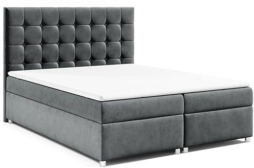 Best For Home Boxspringbett Trinity K-9 mit 7-Zonen-Bonell-Federkernmatratze | Boxspringbett 180x200 mit Bettkasten | Doppelbett mit Matratze und Stauraum | Polsterbett –Lieferung bis Bordsteinkante