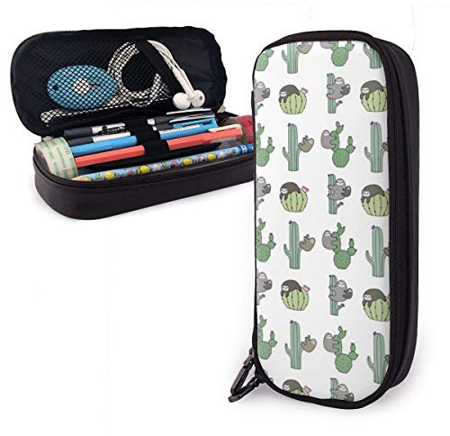 Leder-Federmäppchen, lustiger Kaktus, Schule, Schreibwaren, lustige Box, Organizer, langlebiges Federmäppchen für Studenten, Erwachsene, Büro, farbe, 5.0cm*10.5cm*20.5cm, federmäppchen