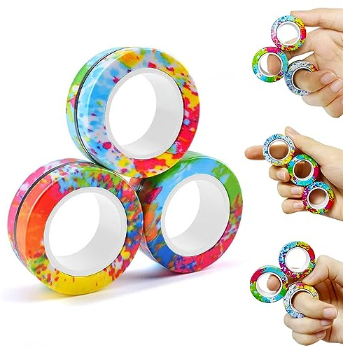 Steemjoey Magnetische Ringe Fidget Toys, Anti-Stress Fidget Toy | Magische Fingerring Spielzeug Set, Fidget Magnet Ringe Sinnes Spielzeug Geschenk für Erwachsene Kinder Weihnachten Geschenk
