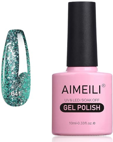 AIMEILI Glitzer Gel Nagellack UV LED Soak Off Gel Nagellack Mit Glitzerpartikel Sparkle Gel Nail Polish UV Gel Nagellack Luminous 10ml - 641