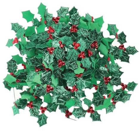 PRETYZOOM 200 STK Weihnachtsdekorationen Künstliche Blätter aufbügeln Meer-Stechpalmen-Pflanzen Filzstoff Weihnachtsgirlande Haarspangen Ornament Party Patch schmücken Kleidung Kranz Anlage