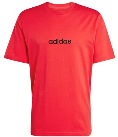 adidas Hombre Essentials Linear Single Jersey Shirt, Pure Ruby/Black, XL