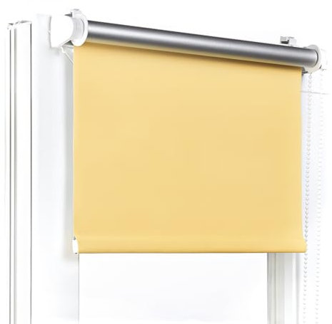 Fenster DEKOR - Rollos Für Fenster Ohne Bohren Gelb - Verdunkelungsrollo B72 x H150 cm - Klemmrollo Verdunkelung - Fensterrollo Für Balkontüren - Verdunklungsrollo Leicht Zu Installieren - Klemmfix