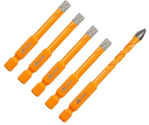 EXFEIN Punte Diamantate e Set di Punte in Carburo - Per Piastrelle, Marmo, Muratura, Legno, Plastica (6mm*5)