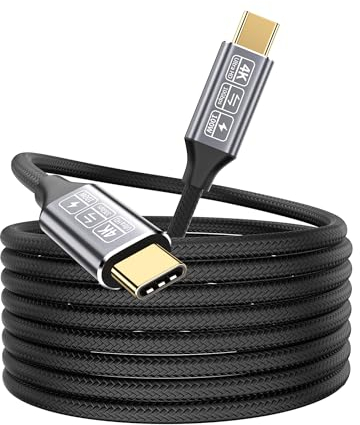 USB C Kabel 5m,USBC auf USBC 3.1 Gen2 Kabel 10Gbps Datenübertragung,100W 20V/5A Ladekabel USBC 4K Video Kompatibel Mit Thunderbolt 3 Kabel Für i-Pad Pro, MacBook Pro, Samsung s24.…