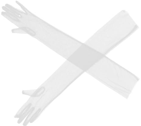 WESIEVYA 1paar Ultra-lange Transparente Damenhandschuhe Aus Tüll Elegante Mesh-handschuhe Für Hochzeiten Partys Und Besondere Anlässe Weißes Design Atmungsaktiv Und Modisch