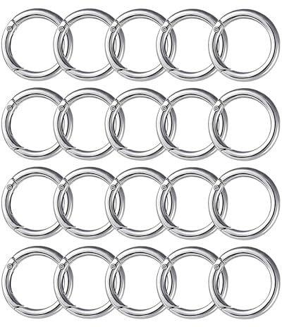 20 Stück Runde Karabiner Schlüsselanhänger, 30mm Schlüsselring Feder-O-Ringe, Spaltring Druckknopf Clip für Schlüsselring Tasche, Geldbörse,Zubehör Karabinerhaken (Silber, 30mm)