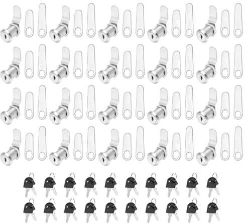 PATIKIL Lucchetti Cabinet con Chiave Uguali da 1/8 di Pollice, 20 Pezzi Sostituzione Serratura a Camma Cilindro per Cassetto RV Carrello di Stoccaggio Cassetta Postale, Argento