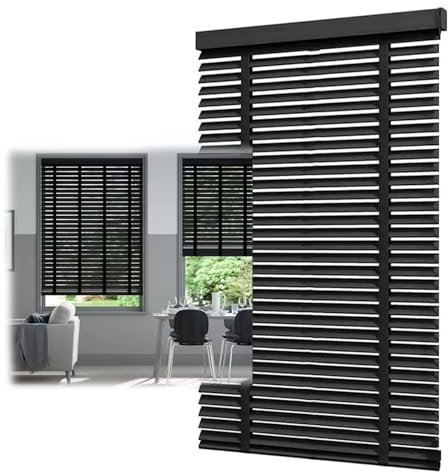 Holzjalousien Für Fenster, Bambusjalousien Zur Lichtfilterung Für Schlafzimmer, Badezimmer, Wohnzimmer, Glastüren, Horizontale Jalousien, Wasserfest(W 60 x H 110 cm)