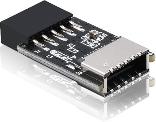 Novstuf USB 2.0 Internal Header 9-Pin to USB 3.1/3.2 Type-E (20-Pin) Motherboard USB2.0 Front Panel Header 180 Degrees Adapter Extend Type E Ports to Pc Front Panel USB-Ports
