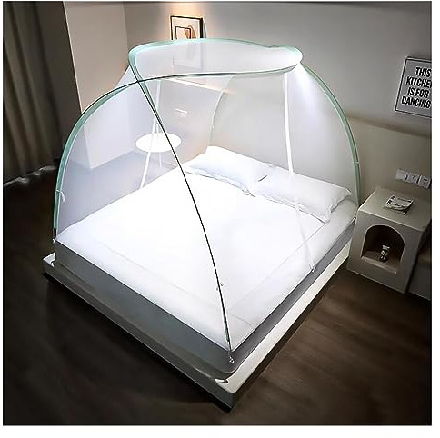 PYCJNFC Big Space Moskitonetz-Betthimmelzelt, gefaltetes Moskitonetzzelt für Bett, Pop-Up-Sichtschutzzelt für den Innenbereich, Betthimmel für Schlafbettzelt, grün, 1,8 x 2 m