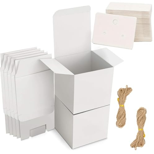 25 cajas de regalo pequeñas de color blanco, 10 x 10 x 10 cm, cajas pequeñas con tapa, cajas de cerillas, en blanco para regalos, fiestas, bodas, cumpleaños – Plegables sin herramientas