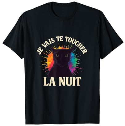 Larry Je Vais Te Toucher la Nuit Meme brainrot Francais Chat T-Shirt, Homme, Noir, M