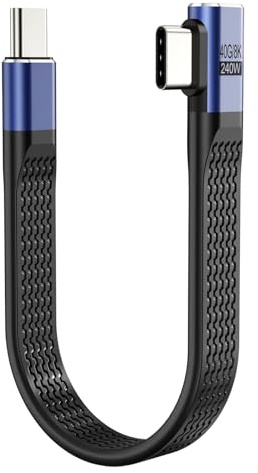 OFFCUP Cable USB C corto, cable USB 4 de 90 grados, cable USB C a USB C de 240 W, cable de carga USB C corto, cable de carga USB tipo C de 40 Gbps para Huawei, Samsung S24 S23 S22, iPad Pro