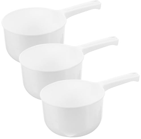 FIXOSHEE Cucharones de Agua Multifunción 3 Piezas Pala para Agua Doméstica de Plástico Grueso Accesorio Práctico para Baño y Cocina Cucharón Cómodo para Lavar y Almacenar