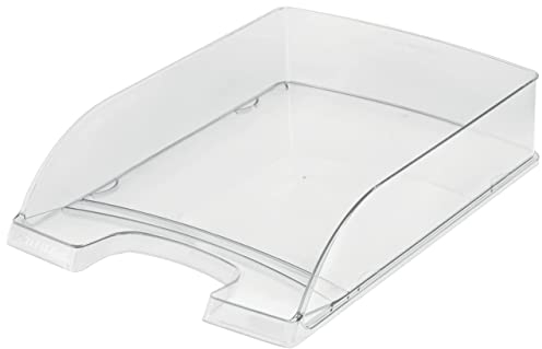 Leitz Briefkorb Standard A4, Transparente Briefablage in Premium-Qualität, Stapelbares Ablagefach als Schreibtisch-Organizer, Hochglänzende Oberfläche, Kombinierbar mit Plus-Serie, Glasklar, 52260002