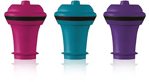 Vacu Vin Weinpumpe Vakuum Stopper Set - 3er Set - Mehrfarbig - Vakuum Weinverschluss für Flaschen - Hält Wein Frisch