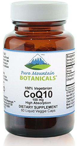 Pure Mountain Botanicals Coq10 100mg Softgels - 60 Vegan Kosher Capsules with Ubiqunone Coenzyme Q10 Supplement