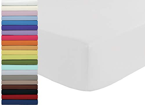 Tata Home Lenzuolo sotto con Angoli ed Elastici 100% Cotone Misura cm 90x210 Letto Singolo Una Piazza Altezza Materasso cm 25 Colore Bianco Made in Italy 57 Fili al cm2