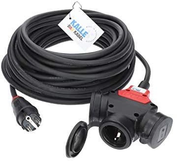 Gummi Verlängerungskabel SCHUKO mit 3-Fach Kupplung H07RN-F 3G 2,5mm² von KALLE DAS KABEL 50 Meter