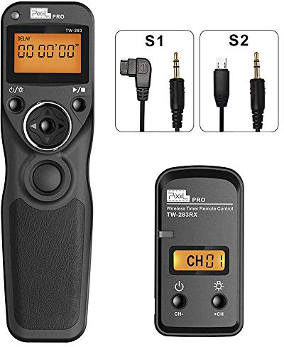 Wireless Shutter Release Timer Remote Control with 2 Connecting Cables S1/S2, Pixel TW-283 Timer Remote Control Wired Shutter Release Cable Compatible for Sony Cameras, 2.4G 80M+ Remote Distance