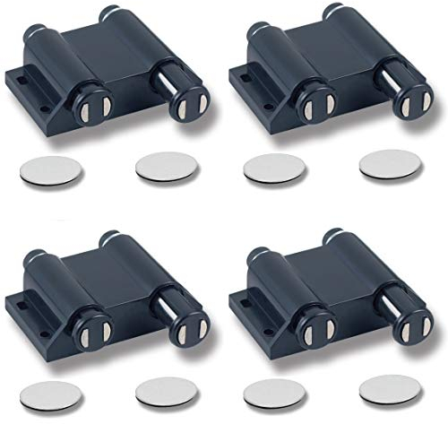 Push-to-Open Doppel-Türöffner für 2 Türen, automatischer magnetischer Druckverschluß | Tür Druckschnäpper Touch-Latch | Möbel-Schnäpper mit selbstklebendem Gegenstück, rund (4 Stück)