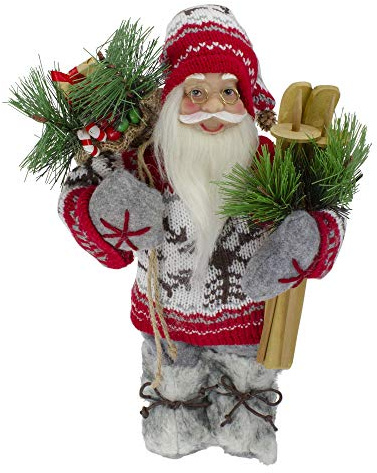 Northlight Standing Nordic Santa with Skis Christmas Figure - 12