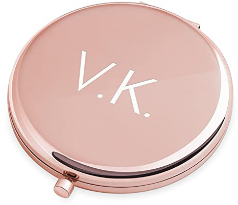 Maverton Klappspiegel mit Gravur - Rosegold - Schminkspiegel mit Vergrößerung - personalisierter Make up Kosmetikspiegel - Reisespiegel für Handtaschen - Geschenke für Frauen - Spiegel rund